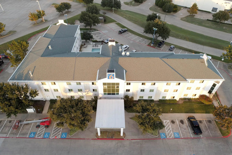 view overhead of a commercial roof