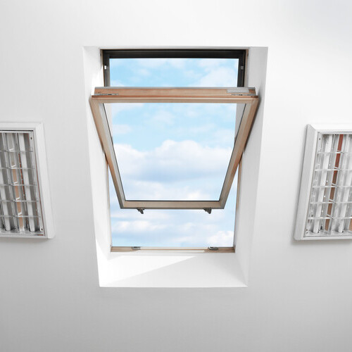 open skylight in a ceiling